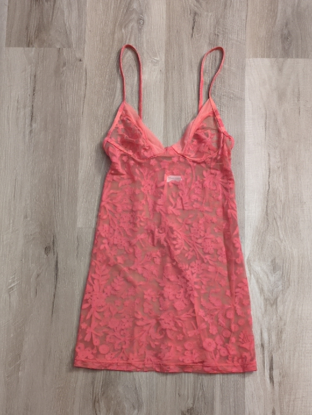 La Perla Coral Pink Floral Sheer Slip